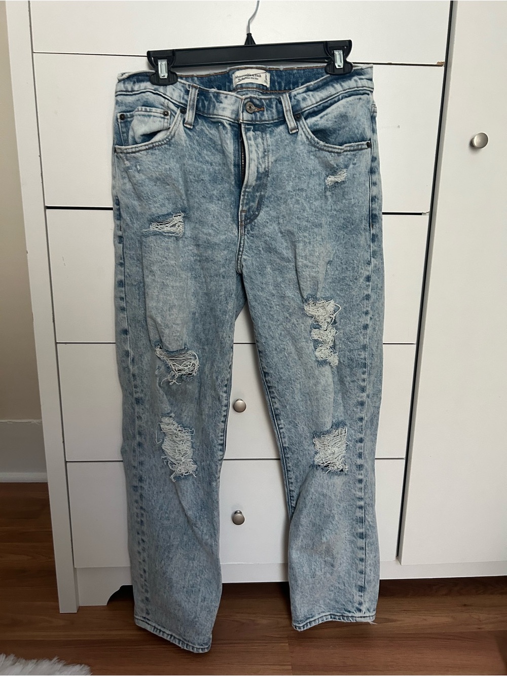 Abercrombie Mid Waisted Distressed Women’s Jeans - Light Blue
